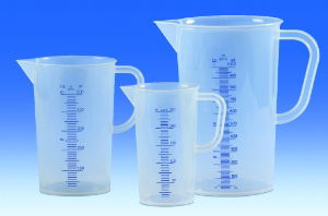 250ml jug, blue graduated, with handle, low form, pp 1 * 12 items