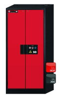 Tall Q90 cabinet, grey, red doors