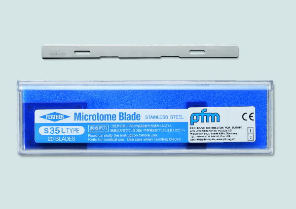 Microtome blades, S35, high-profile for rotary/sledge microtomes, L 80mm x H14mm. 1 * 50 items